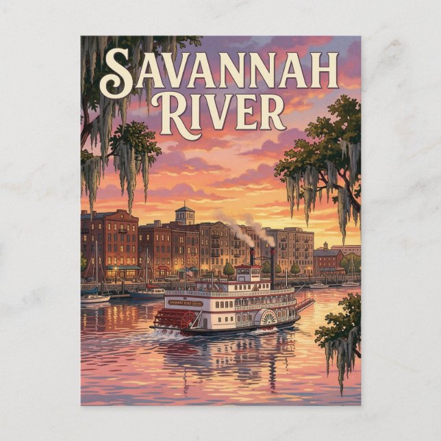 Carte Postale Front de mer de Savannah (Devant)