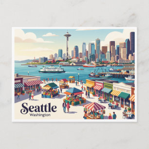 Carte Postale Front de mer de Seattle, Washington