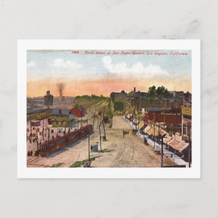 Carte Postale Front St., port de San Pedro, Los Angeles, Vintage