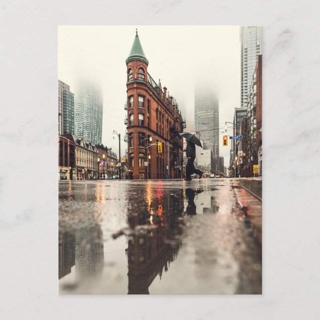 Carte Postale Front Street, Toronto Street View, Pluie (Ontario) (Devant)