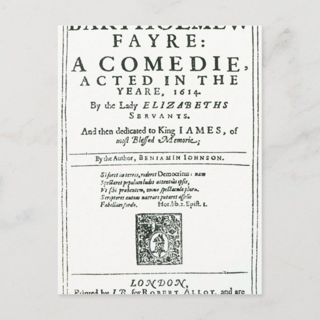 Carte Postale Frontispiece à 'Bartholomew Fair' (Devant)