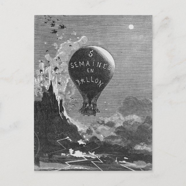 Carte Postale Frontispiece à 'Cinq semaines dans un ballon' (Devant)
