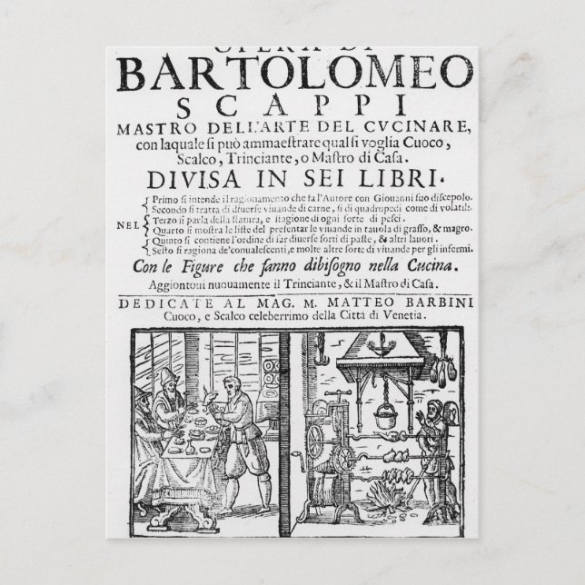 Carte Postale Frontispiece à cuisiner livre de Bartolomeo Scappi (Devant)