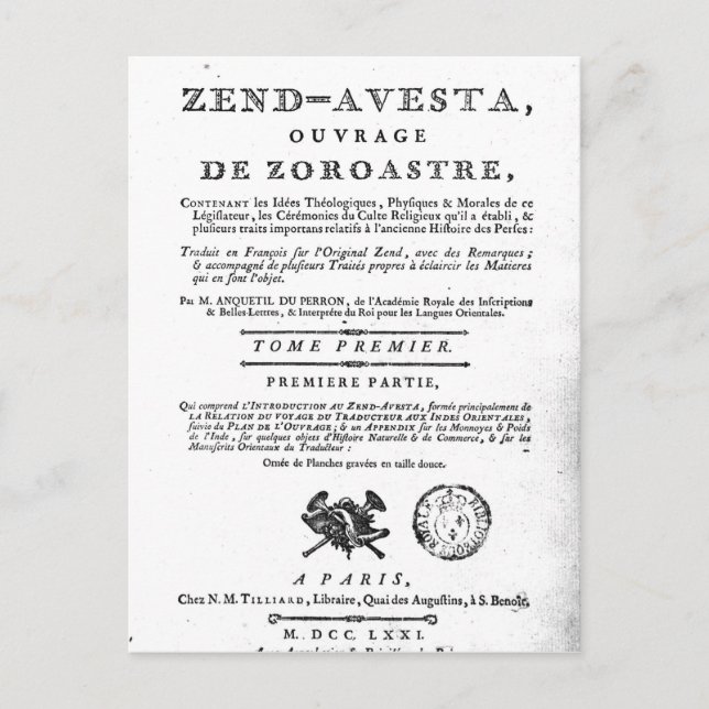 Carte Postale Frontispiece d'une édition du 'Zend (Devant)
