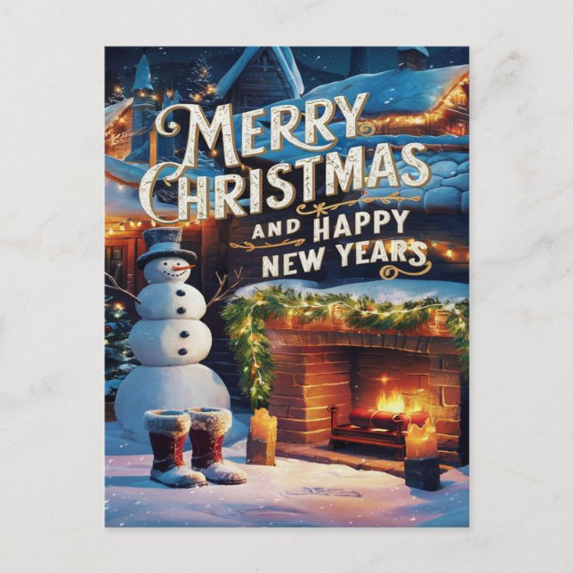 Carte Postale Frosty Festivités du côté du feu (Devant)