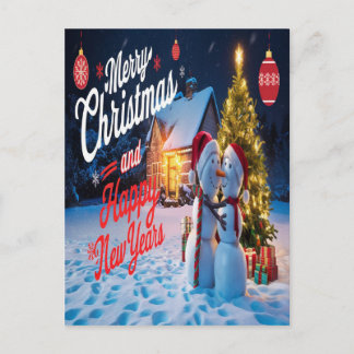 Carte Postale Frosty Friends : Snowman et la danse de l'arbre de