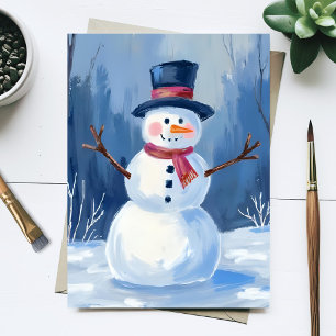 Carte Postale Frosty le bonhomme de neige   Peinture aquarelle d