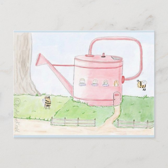 Carte Postale Frühlings gruss hummel gießkanne garten postkarte (Devant)