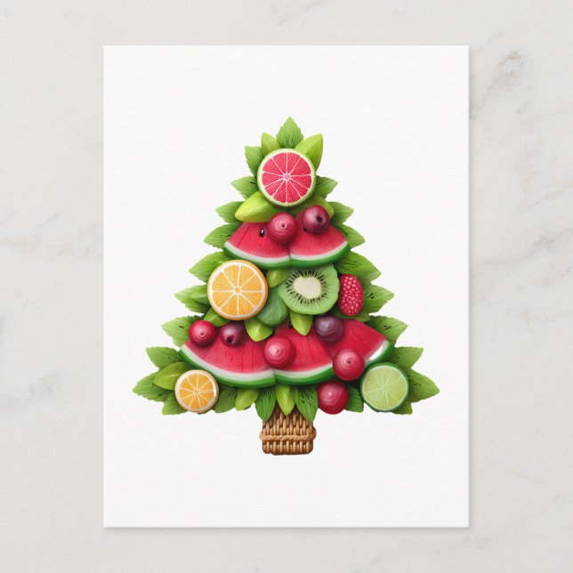 Carte Postale Fruit Arbre de Noël Design de vacances sain (Devant)
