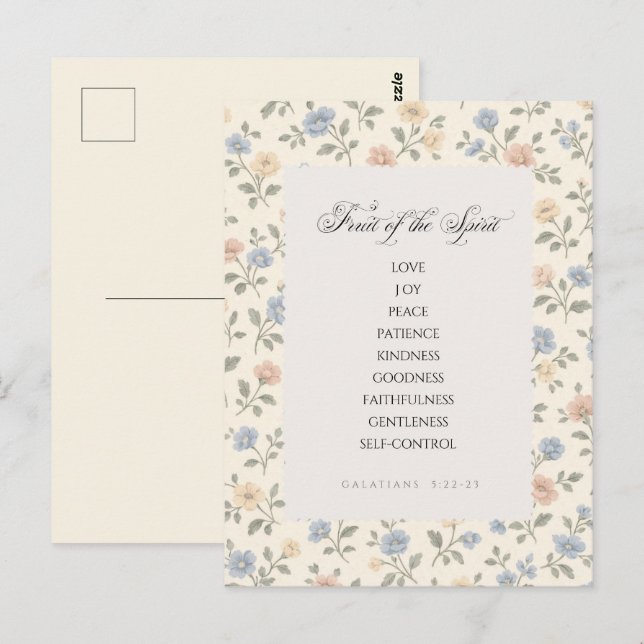 Carte Postale Fruit of the Spirit Galatians 5:22–23 Bible Verse  (Devant / Derrière)