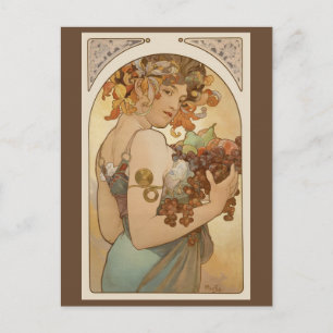 Carte Postale Fruit par Alphonse Mucha, Art Nouveau vintage