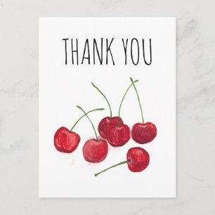 Carte Postale Fruits de Cerises rouges Aquarelle Douceur Aliment