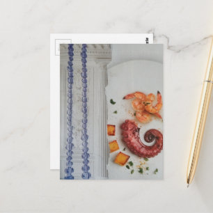 Carte Postale Fruits de mer appétissants avec collage surréalist