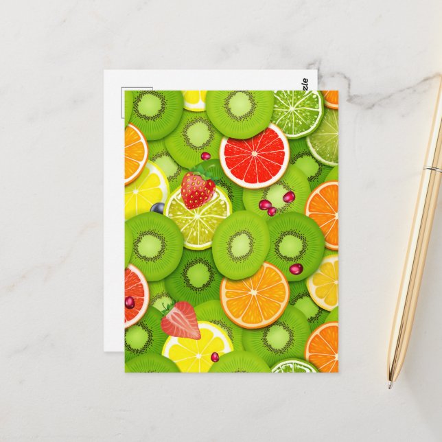 Carte Postale Fruits d'été 2 (Devant/Arrière en situation)