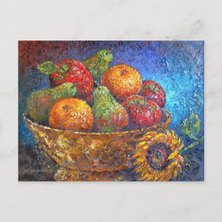 Carte Postale Fruits et Tournesol Peinture Art - Multi