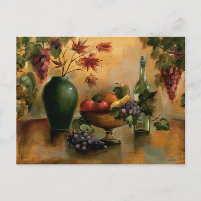 Carte Postale Fruits et vin aux teintes d'automne (Devant)