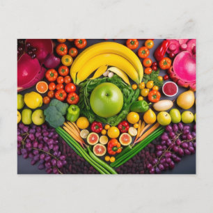Carte Postale Fruits Légumes Aliments sains Régime végétarien