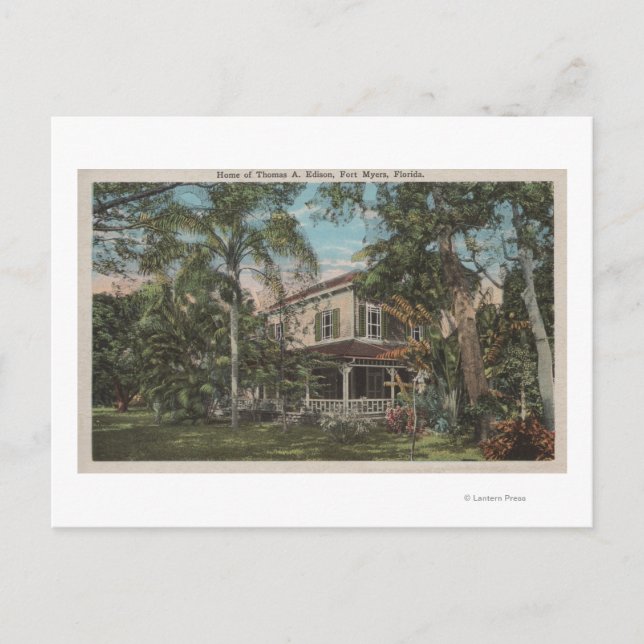 Carte Postale Ft. Myers, Floride - Vue de Thomas Edison House (Devant)