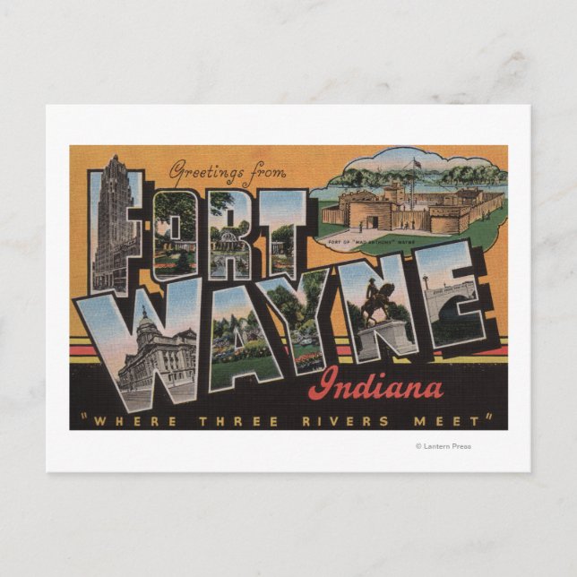Carte Postale Ft. Wayne, Indiana - Scènes de grandes lettres (Devant)