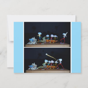 Carte Postale Fubby qui joue au bal avec du maïs et du popcorn.