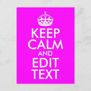 Carte Postale Fuchsia et Blanc Gardez votre calme et modifiez le