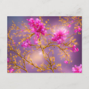 Carte postale Fuchsia et Gold Florals