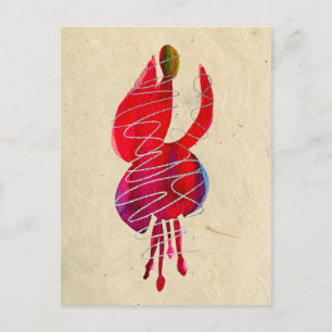 Carte Postale Fuchsia floral abstrait aquarelle