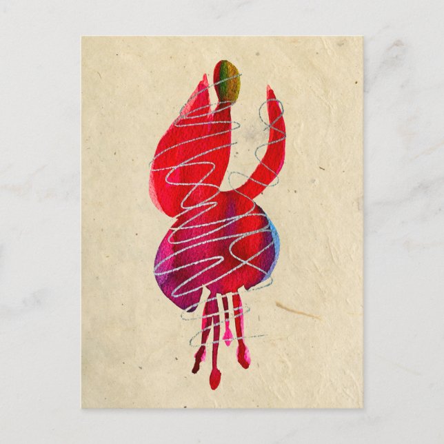 Carte Postale Fuchsia floral abstrait aquarelle (Devant)