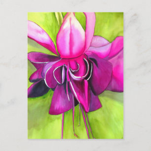 Carte Postale Fuchsia pop art watercolour flower