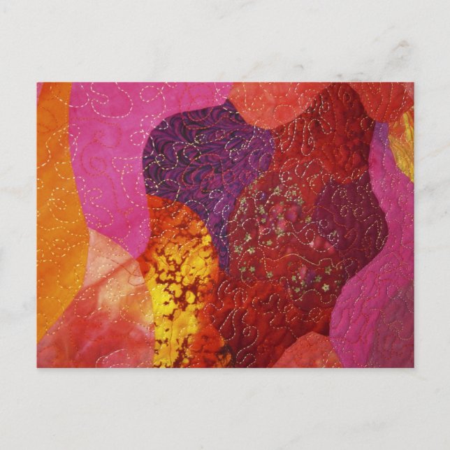 Carte Postale Fuchsia rose orange et violet courtepointe (Devant)