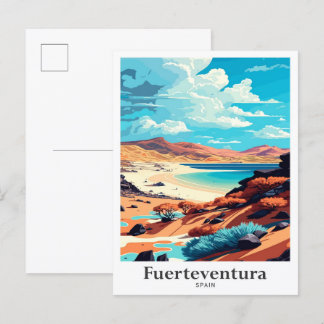 Carte Postale Fuerteventura Espagne Illustration Vintage voyage