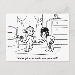 Carte Postale Fuite d'air dans la combinaison spatiale, humorist