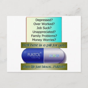 Carte Postale Fukitol, le travail craint, trop travaillé, pas de