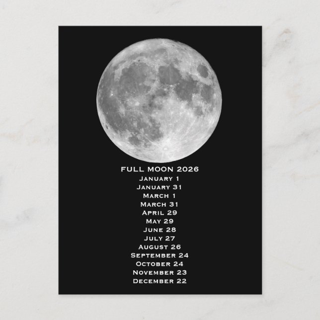 Carte Postale Full Moon Phases 2026 (Devant)