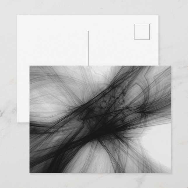 Carte Postale Fumée noire Abstraite - B&W (Devant / Derrière)