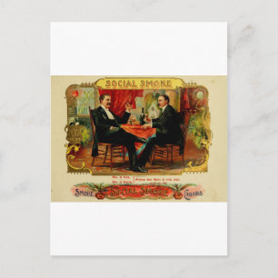 Carte Postale FUMÉE SOCIALE Étiquette vintage boîte à cigares (L