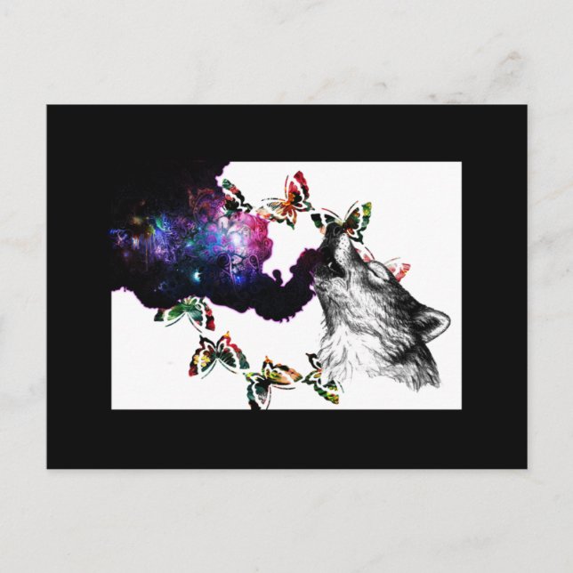 Carte Postale Fumer le papillon loup floral (Devant)