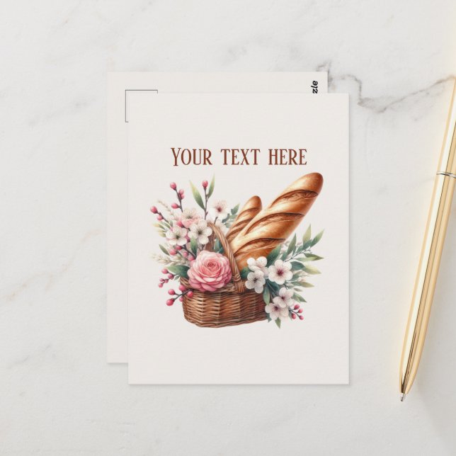 Carte Postale Fun bakery bread add message business name  (Devant/Arrière en situation)