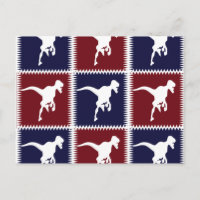 Fun Blue Red T Rex Dinosaur Carré Motif
