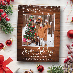 Carte Postale Fun Calligraphie Bois rustique Lumières Photo Holi