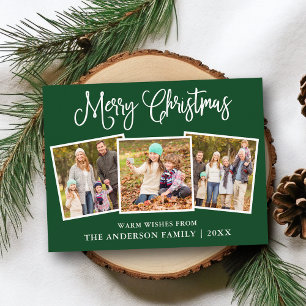 Carte Postale Fun Calligraphie Noël 3 Photos Vert