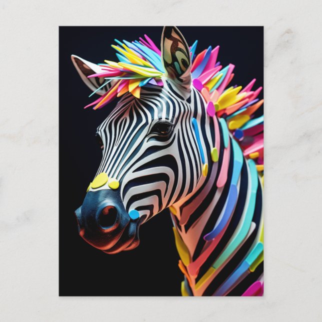 Carte Postale Fun coloré Zebra (Devant)