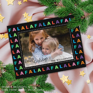 Carte Postale Fun Colorful Classic FA LA LA Holiday Saison