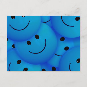 Carte Postale Fun Cool Happy Blue Faces
