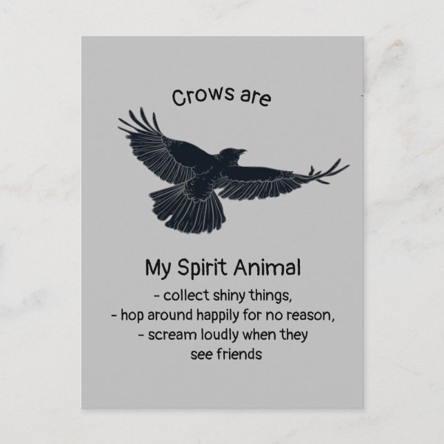 Carte Postale Fun Crows Bird Spirit Animal Humour Citation Totem (Devant)