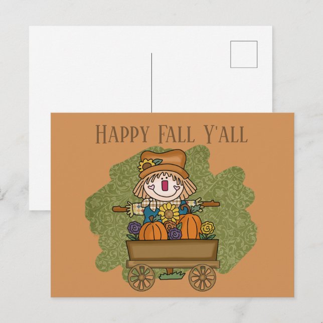 Carte Postale fun Fall Seasonal scarrow ajouter du texte (Devant / Derrière)