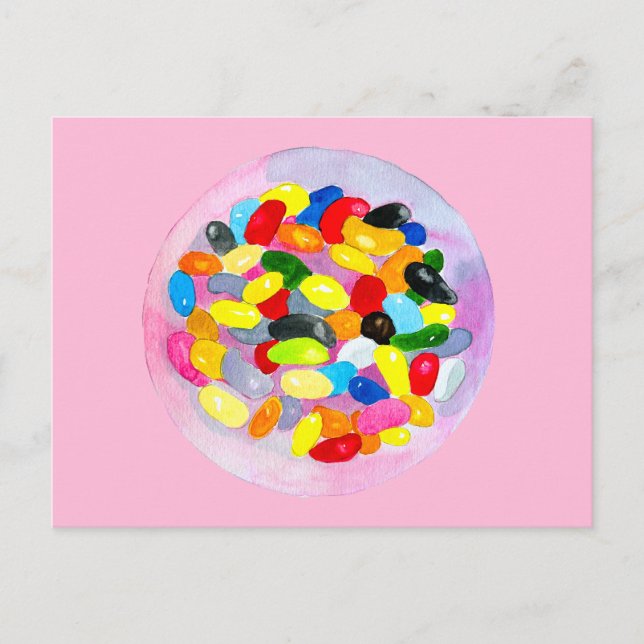Carte Postale Fun gelée bonbons haricots aquarelle (Devant)