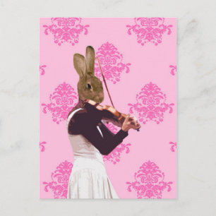Carte Postale Fun lapin jouant du violon