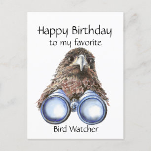 Carte Postale Fun Oiseau Watcher Anniversaire Pun Hawk jumelles