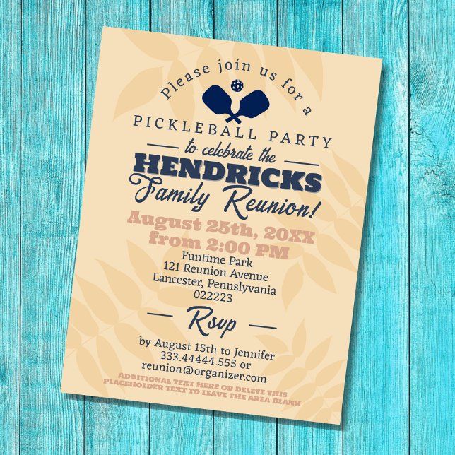 Carte Postale Fun pickleball party Famille Réunion Enregistrer l (Pickleball themed Family Reunion Invitation)